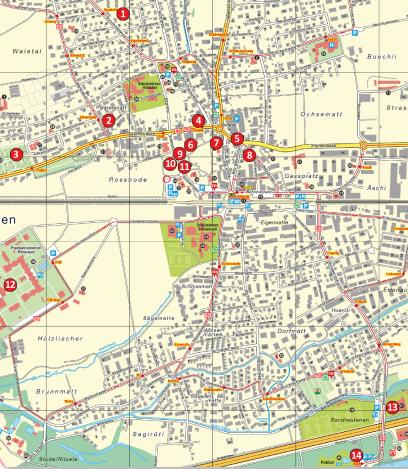 Plan von Münsingen, wer alles eine Nette Toilette anbietet