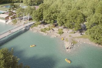 Visualisierung Umgestaltung Badi Vorplatz Sicht vom Belpberg