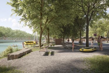 Visualisierung Umgestaltung Badi Vorplatz Sicht Ausstieg mit Booten