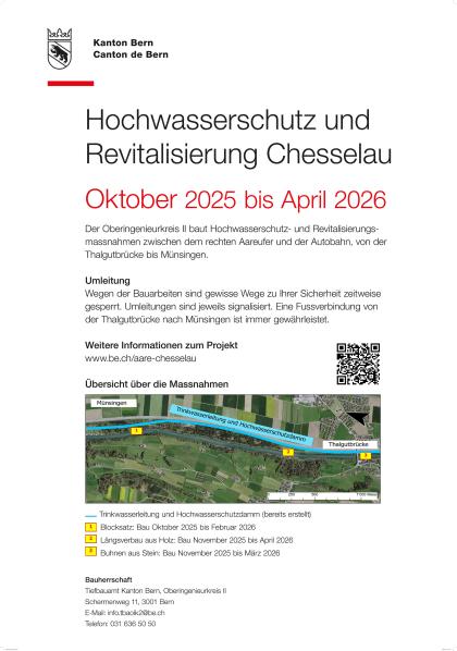 Informationsplakat Hochwasserschutz und Revitalisierung Thalgut – Chesselau