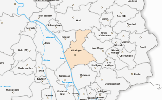 Einsatzgebiet der Feuerwehr Münsingen